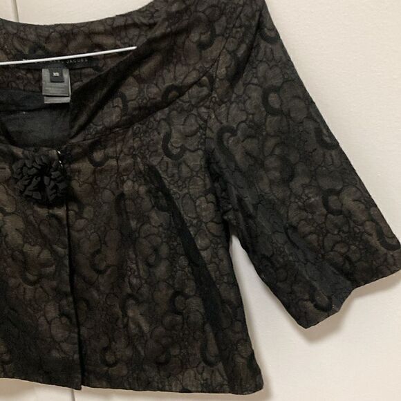 Marc by Marc Jacobs Cropped Lace Swing Jacket in black/dark brown. Size XS. - Picture 3 of 9